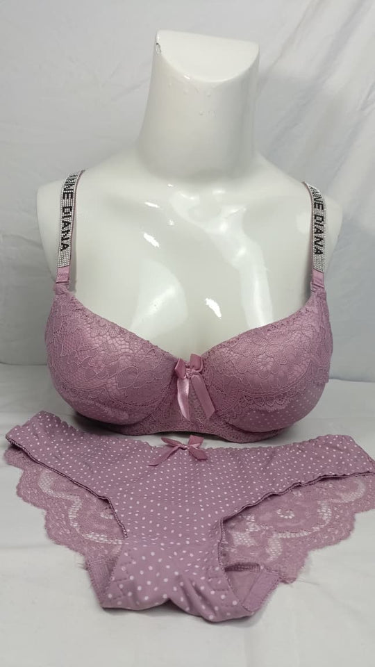 Stylish Light Purple Double Padded Bra With Matching Panty