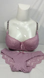 Stylish Light Purple Double Padded Bra With Matching Panty