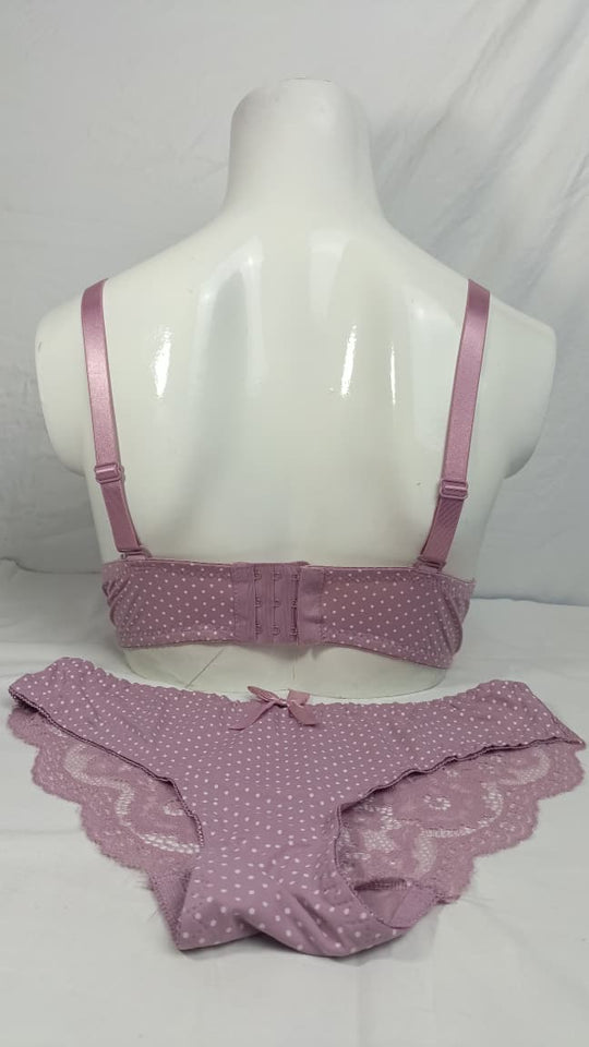 Stylish Light Purple Double Padded Bra With Matching Panty