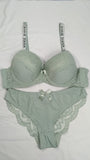 Stylish Mint Green Double Padded Bra With Matching Panty