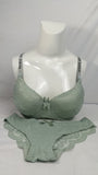 Stylish Mint Green Double Padded Bra With Matching Panty