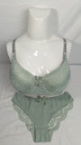 Stylish Mint Green Double Padded Bra With Matching Panty