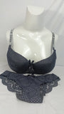 Stylish Black Double Padded Bra With Matching Panty
