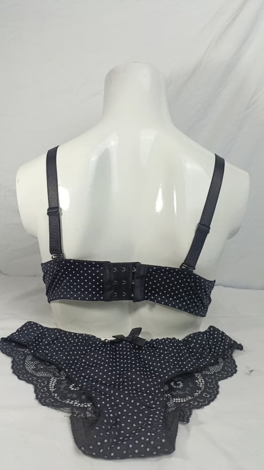 Stylish Black Double Padded Bra With Matching Panty