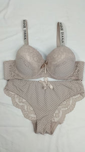 Stylish Nude/Skin Double Padded Bra With Matching Panty