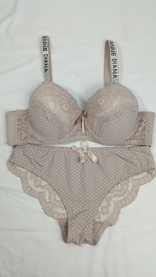 Stylish Nude/Skin Double Padded Bra With Matching Panty