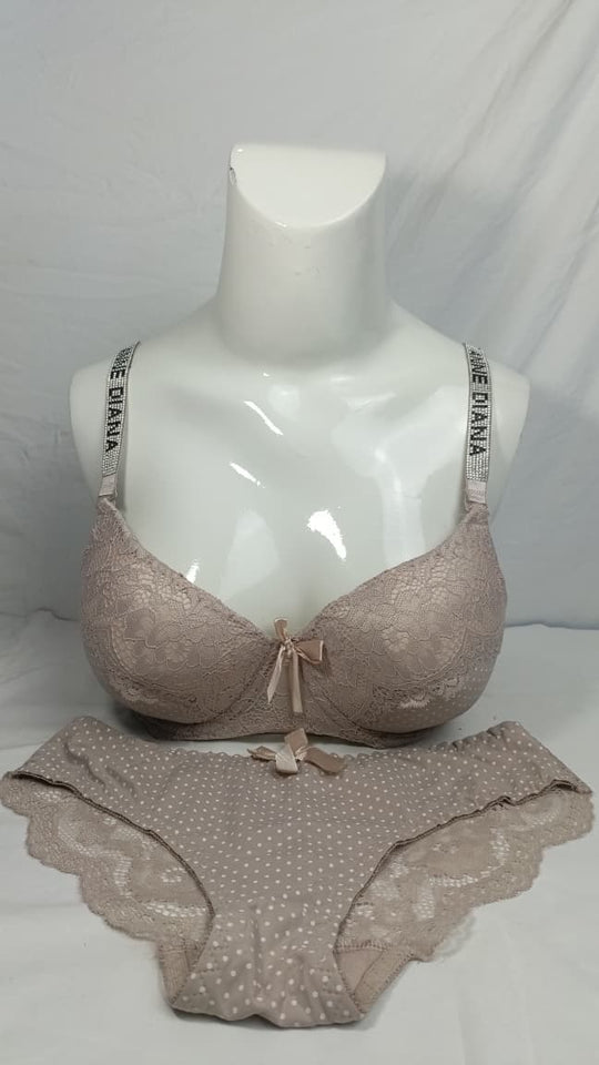 Stylish Nude/Skin Double Padded Bra With Matching Panty