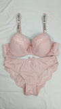 Stylish Light Pink Double Padded Bra With Matching Panty