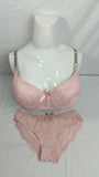 Stylish Light Pink Double Padded Bra With Matching Panty