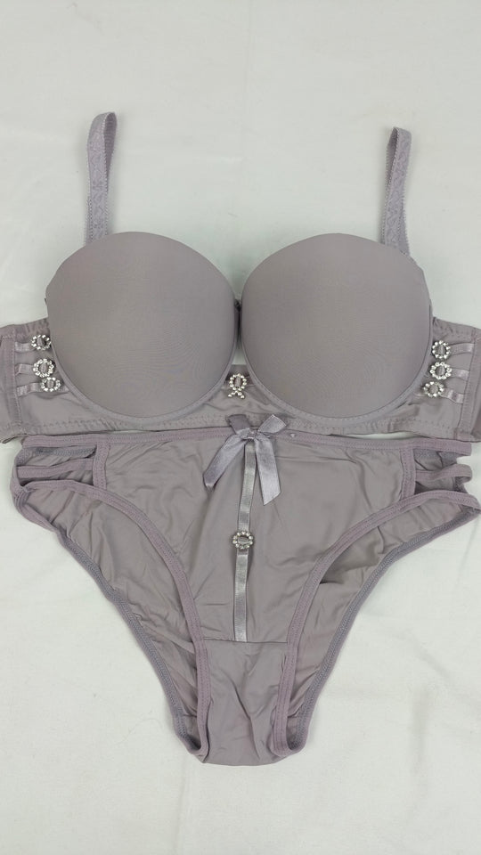Stylish Dusty Purple Double Padded Bra With Matching Panty