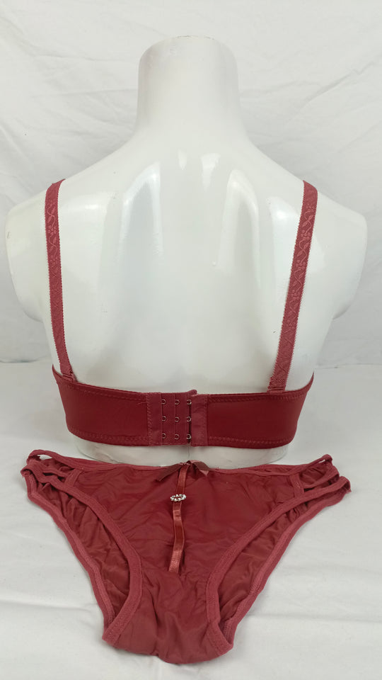Stylish Mauve Double Padded Bra With Matching Panty