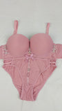 Stylish Pink Double Padded Bra With Matching Panty