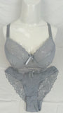 Stylish Grey Single Padded Bra With Matching Panty