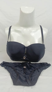 Stylish Black Double Padded Bra With Matching Panty