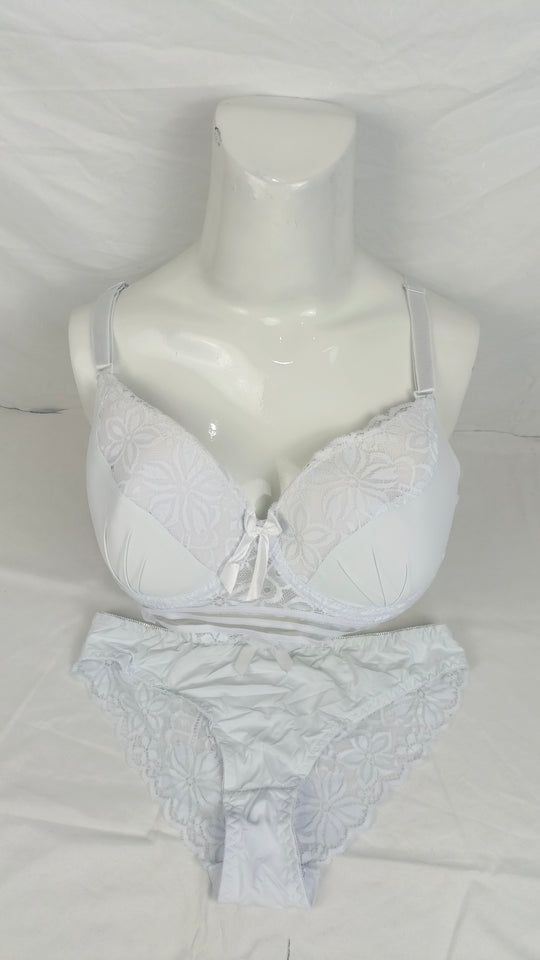 Stylish Light Bluish Whaite Single Padded Bra With Matching Panty