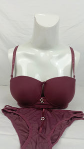 Stylish Dusty Plum Double Padded Bra With Matching Panty