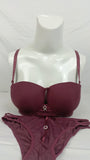 Stylish Dusty Plum Double Padded Bra With Matching Panty