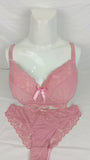 Stylish Pink Single Padded Bra With Matching Panty
