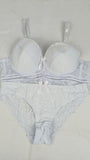 Stylish Light Bluish Whaite Single Padded Bra With Matching Panty