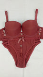 Stylish Mauve Double Padded Bra With Matching Panty
