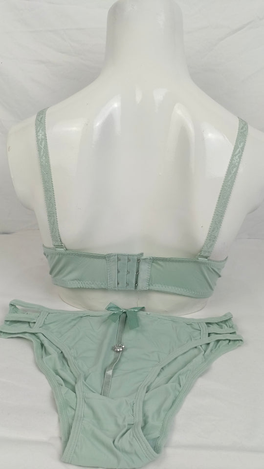 Stylish Mint Green Double Padded Bra With Matching Panty