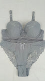 Stylish Grey Single Padded Bra With Matching Panty