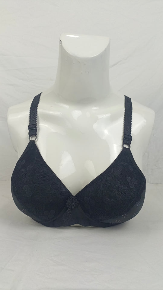 Single Padded Imported Bra Black