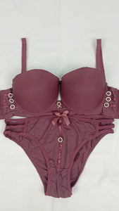 Stylish Dusty Plum Double Padded Bra With Matching Panty