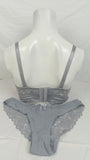 Stylish Grey Single Padded Bra With Matching Panty