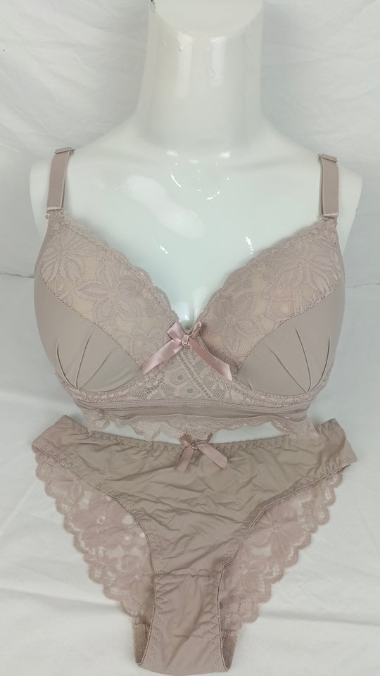 Stylish Nude/Skin Single Padded Bra With Matching Panty